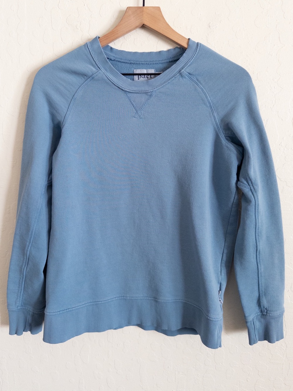 Pact 100% Organic Cotton Pullover Crewneck Sweatshirt Small Light Blue Classic